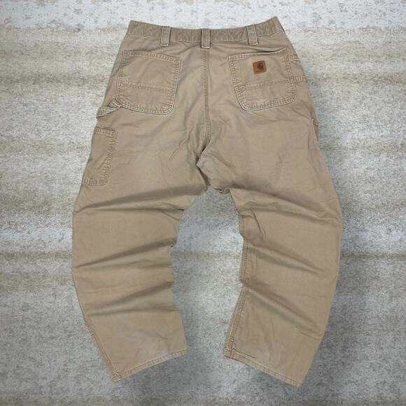 Vintage 90s Carhartt Carpenter Pants 38x32 Baggy Wide Leg Tan Canvas Dungarees